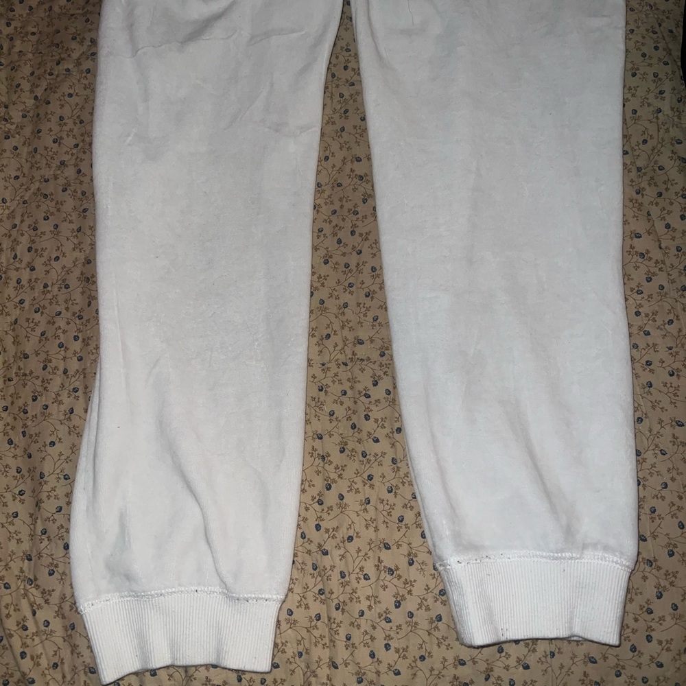 Forever 21 x Juicy Couture Rhinestone White Velour Track Pants - Picture 5 of 6